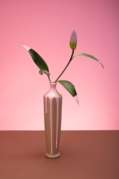 still life with colorful leaves and flowers