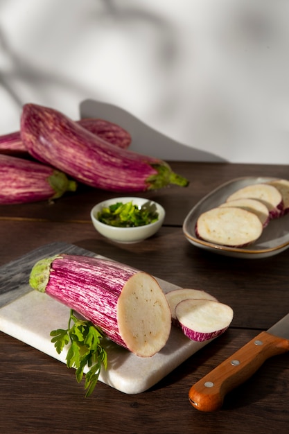 Still life with delicious eggplant