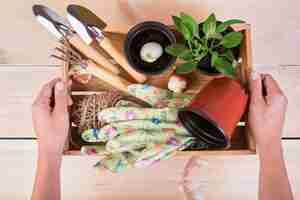 Free photo still life with gardening objects