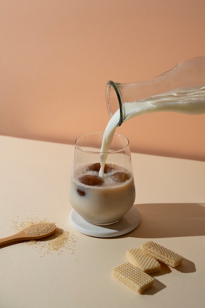 Free photo still life with iced coffee beverage