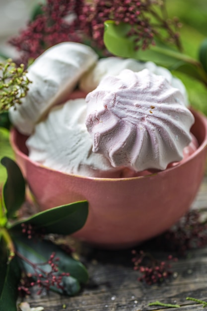 still life with marshmallows in the bowl