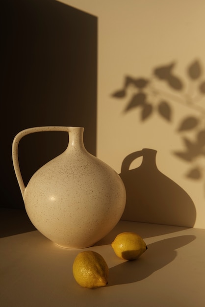 Still life with modern vases soft aesthetics