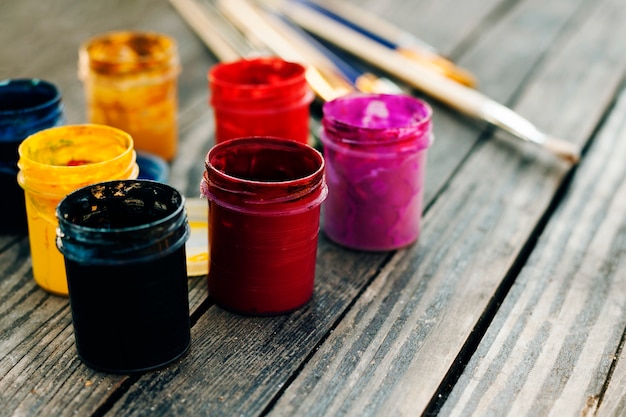 Free photo still life with paint materials