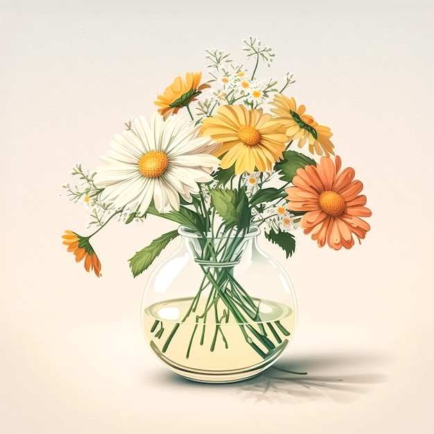 春の花のある静物生成 AI の花瓶