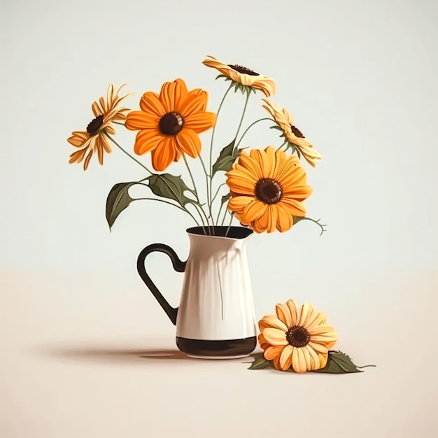 Foto gratuita natura morta con fiori primaverili in un vaso ia generativa