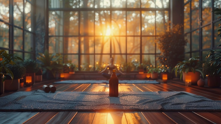 Free Photo still life of yoga equipment