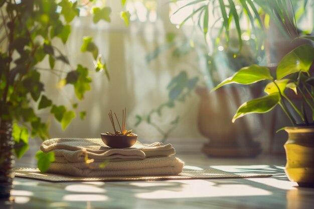 Still life of yoga equipment