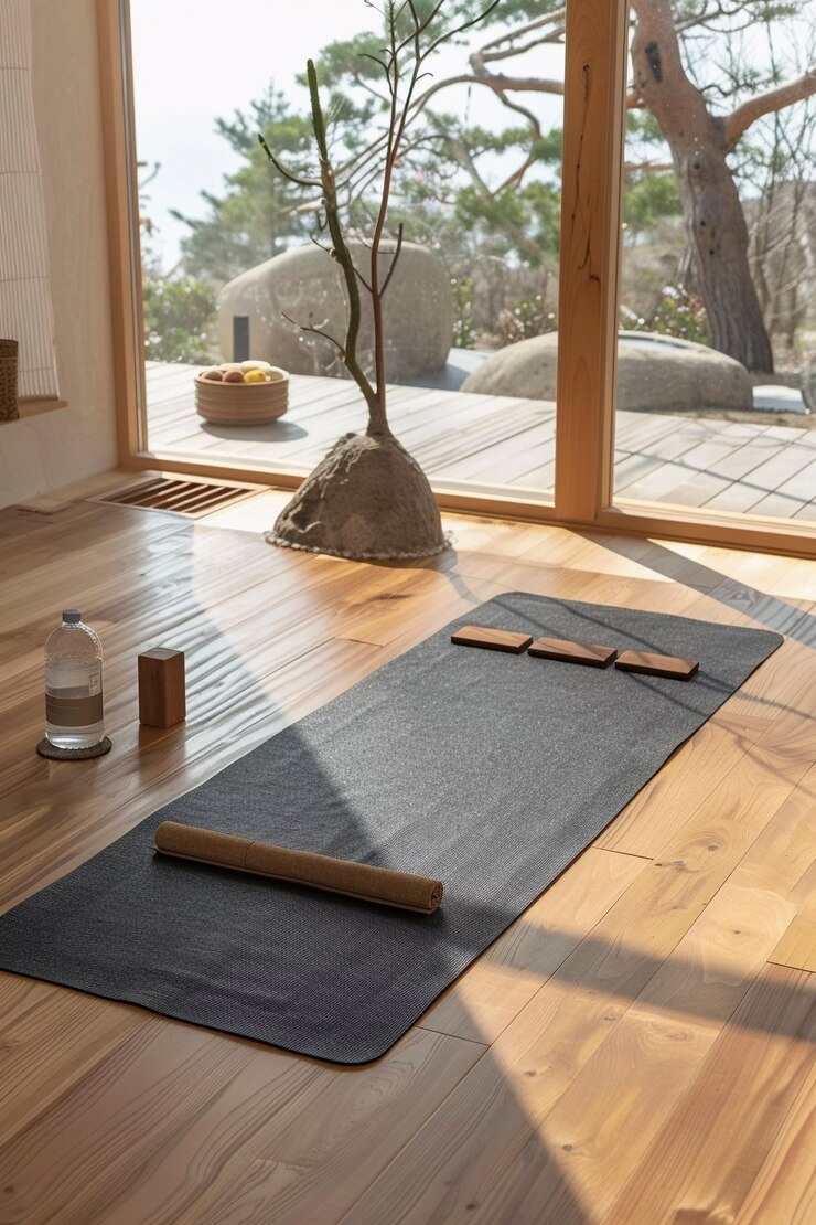 Free Photo still life of yoga equipment