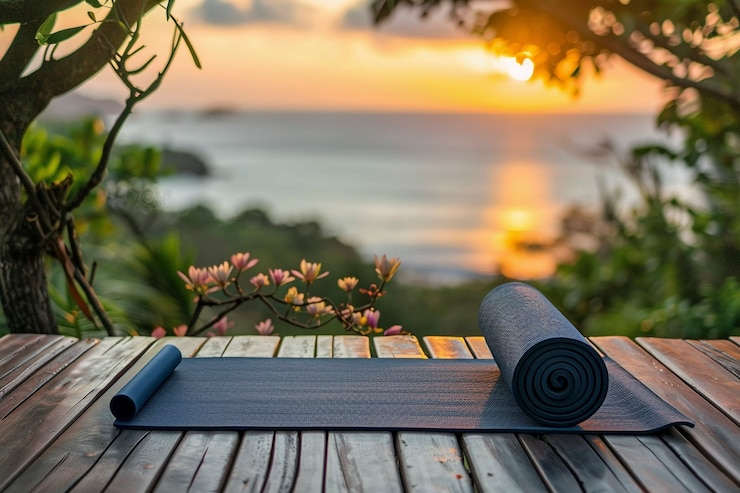 Free Photo still life of yoga equipment