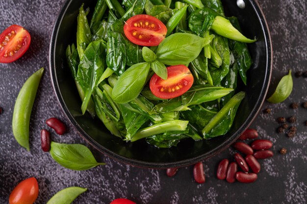 Stir-Fried Kale in Oyster Sauce on a Pan.