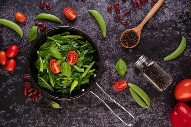 Stir-Fried Kale in Oyster Sauce on a Pan.