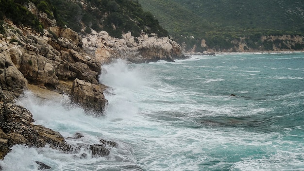 Stone cliffs by the water