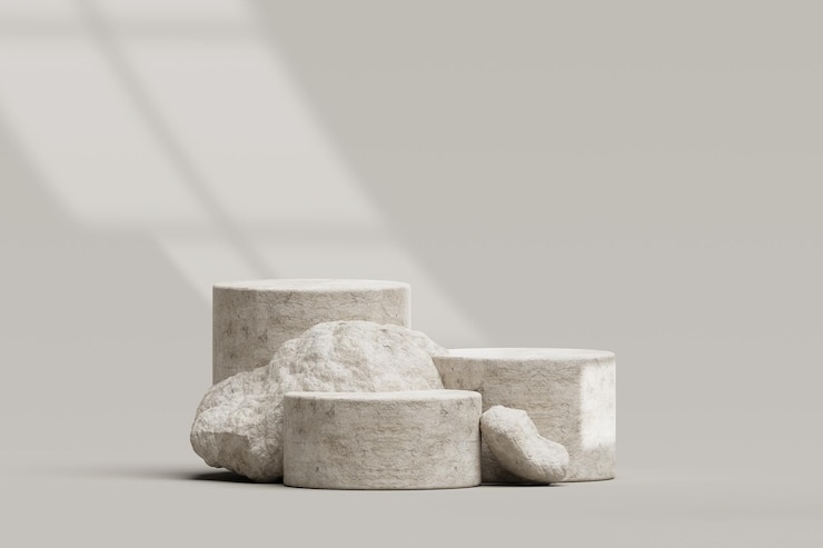 Free Photo stone podium rock pedestal stage empty scene luxury product display natural background for product placement 3d rendering