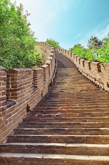 Каменная лестница великой китайской стены, секция «митянью». пригород пекина.