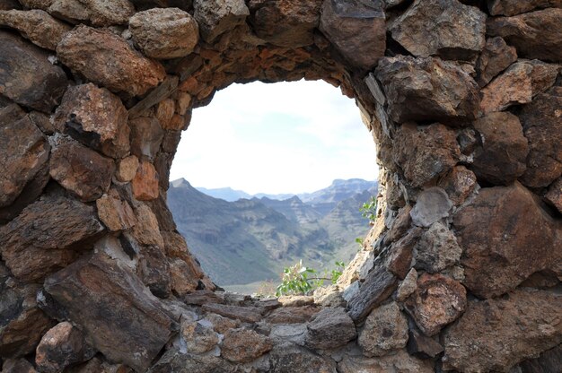 stone wall window in Gran Canaria