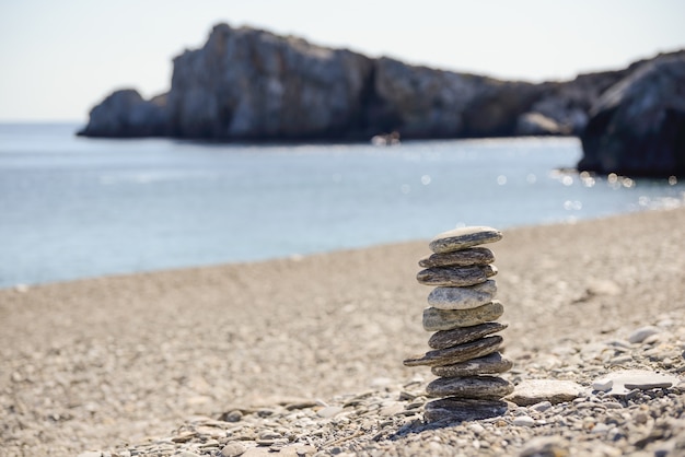 Stones in balance close to the sea