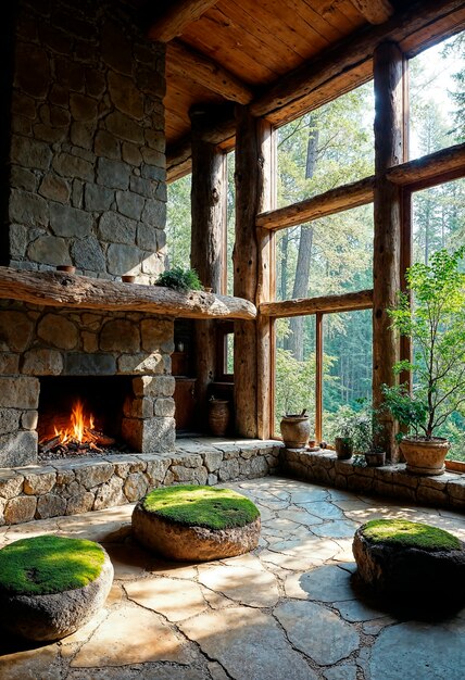 Stones natural room interior design