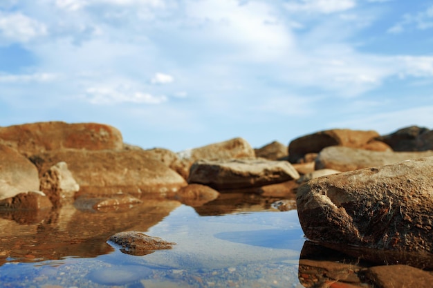 Free photo stony sea shore photo for a background