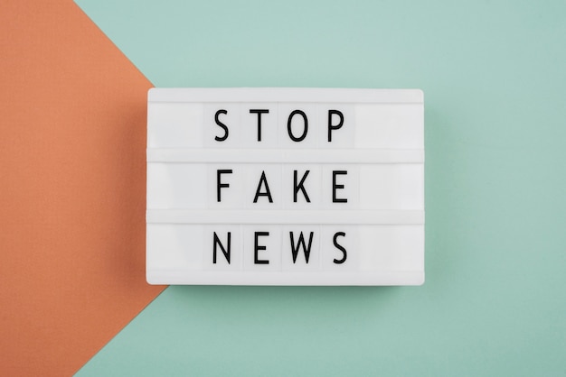 Stop fake news concept above view