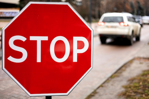 Stop sign in the city