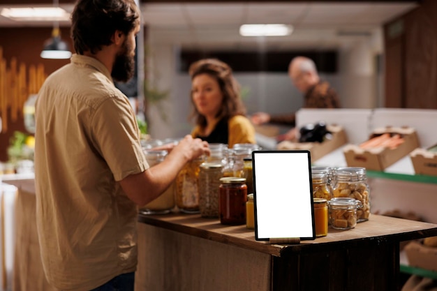 Free photo store mockup device used as advertising