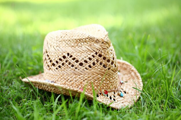 Straw hat on the grass