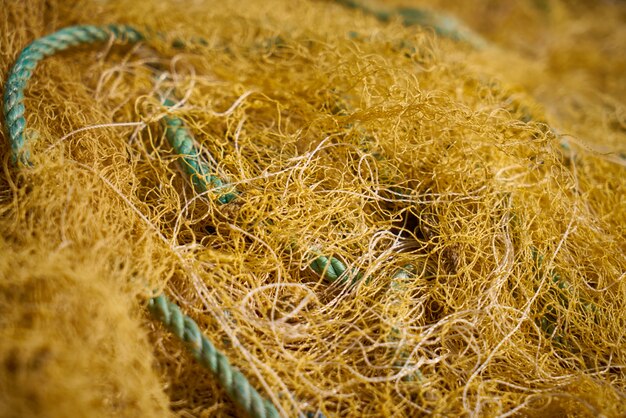 Straw with a blue rope