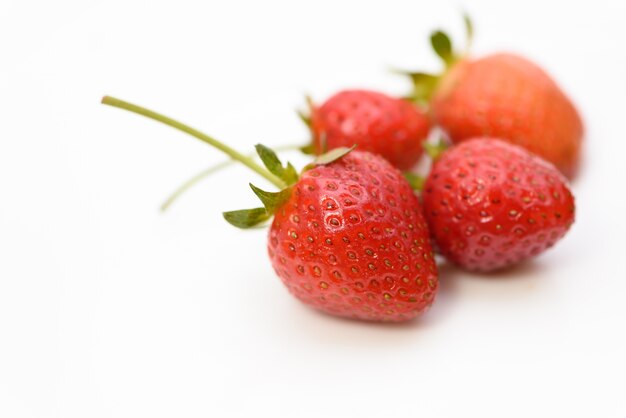 Strawberries on white background