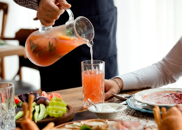 Strawberry basil lemonade on the table