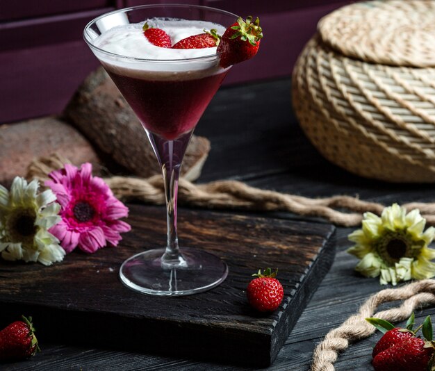 Strawberry cocktail on the table