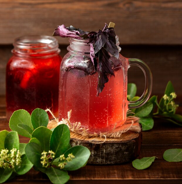 Strawberry cocktail on the table