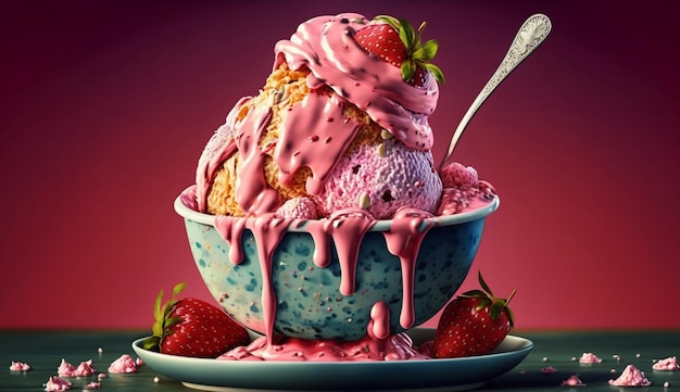 Strawberry dessert gourmet sweet food chocolate indulgence generative AI