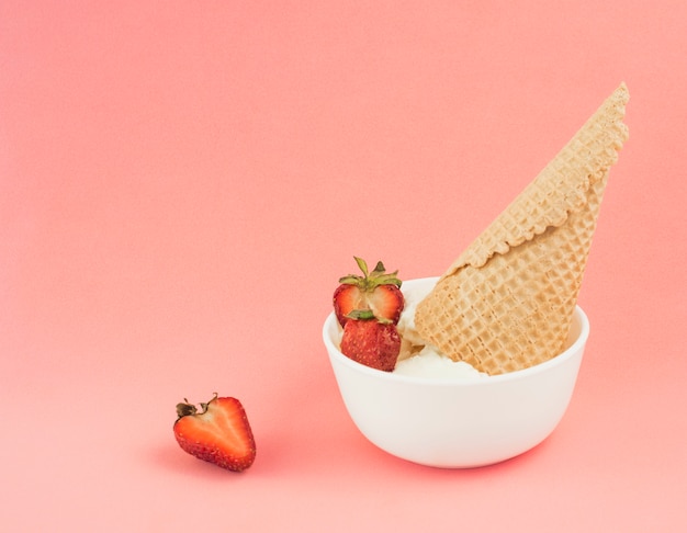 Strawberry ice cream bowl