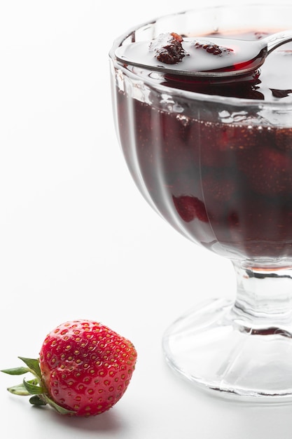 Strawberry jam with white background