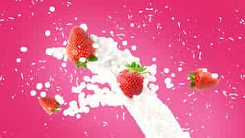 Free photo strawberry milkshake splash background