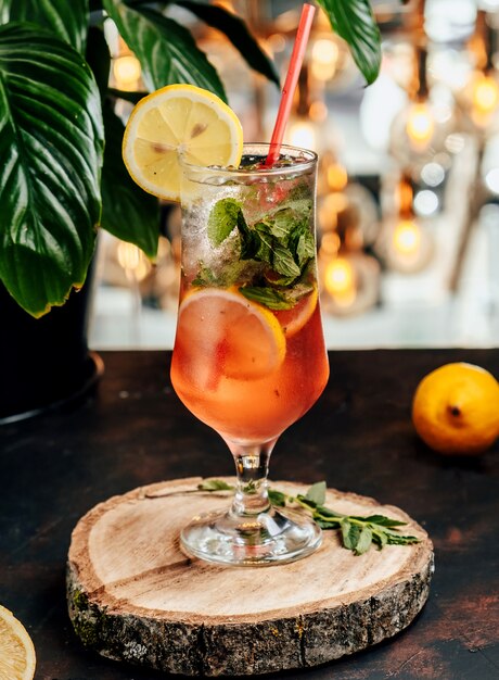 Strawberry mojito on the table  