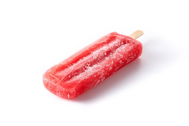 Strawberry popsicle isolated on white background