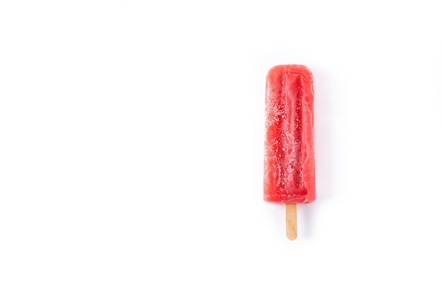 Strawberry popsicle isolated on white background