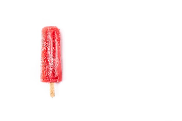 Strawberry popsicle isolated on white background