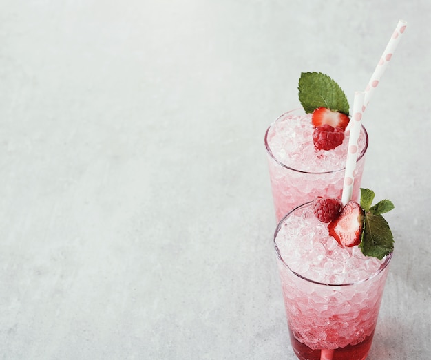 Strawberry and raspberry cocktails