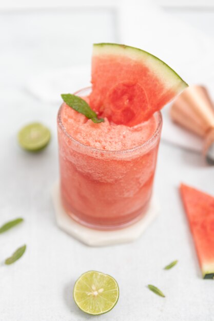 Strawberry shake on clear drinking glass