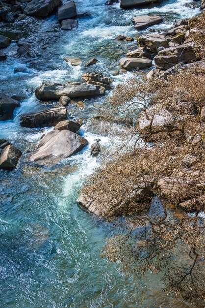 岩を流れる流れ