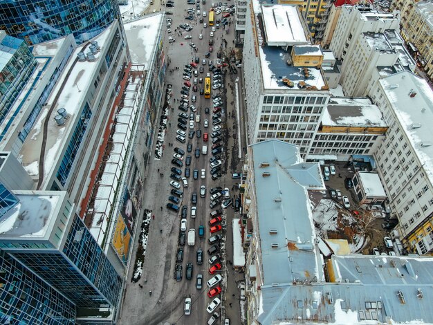 Street of the big city from a bird's eye view