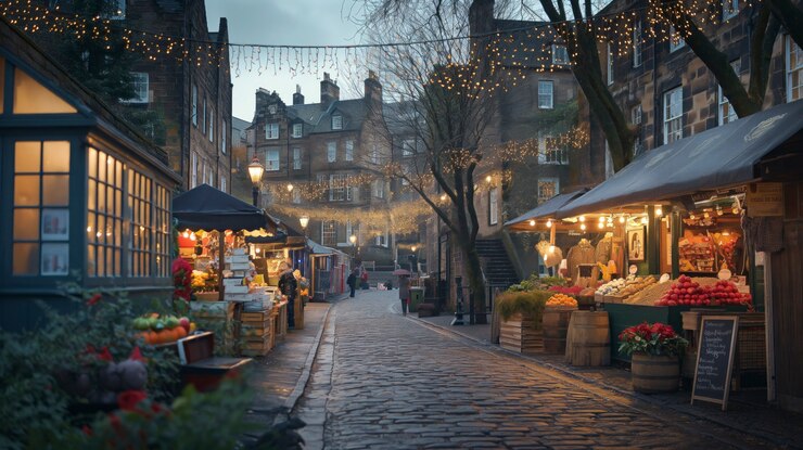 Free Photo street market at night