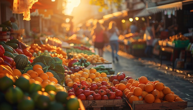 Foto gratuita mercato di strada al tramonto