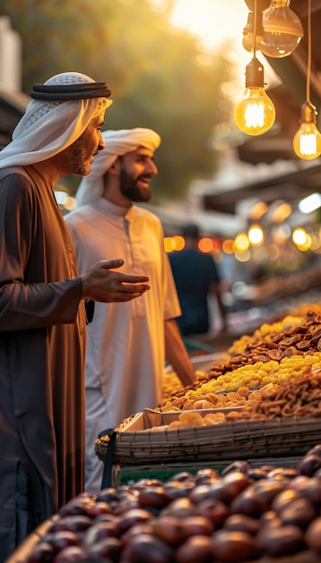 Foto gratuita mercato di strada al tramonto