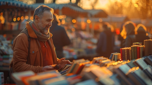 Free photo street market at sunset