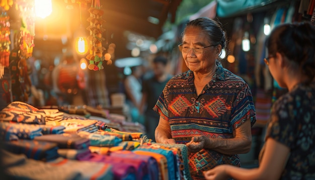 Foto gratuita mercato di strada al tramonto