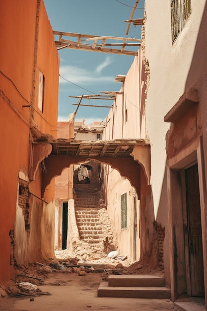 Street of marrakesh city after earthquake