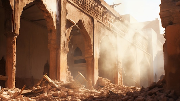 Street of marrakesh city after earthquake